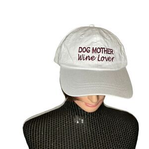 HARMON Dog Mother Wine Lover White Hat Women's One Size Cotton Cap Casual